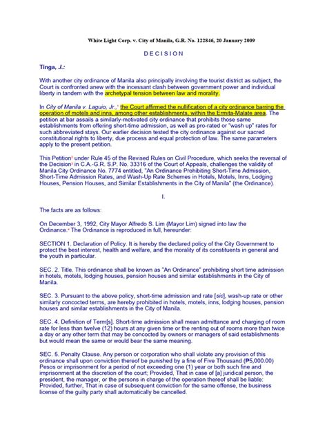 White Light vs City of Manila G.R. No. 122846 (Case .